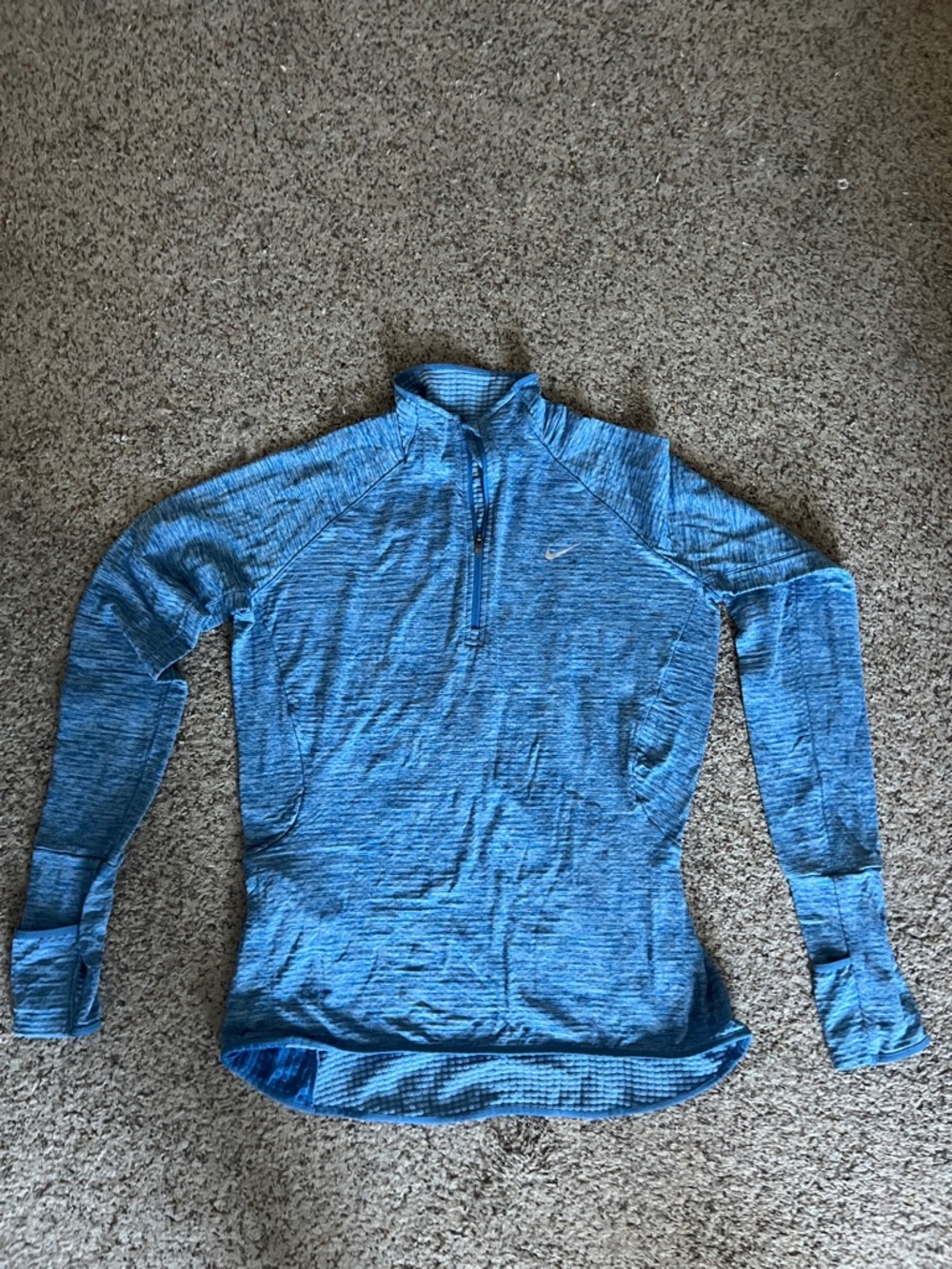 Nike Blue Heathered Quarter-Zip Performance Top